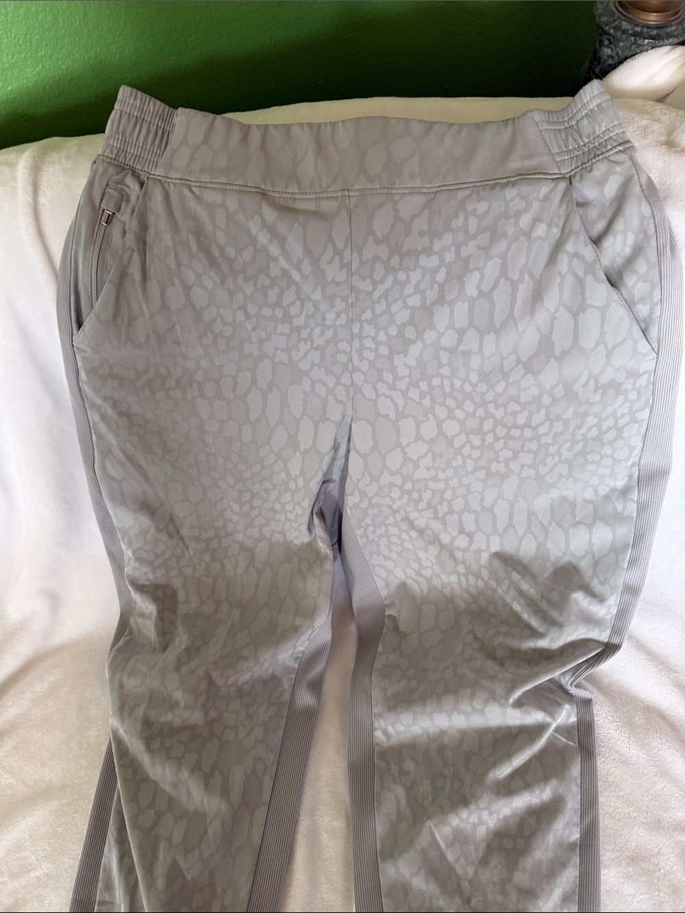 Athleta Light Green Animal-Print Track Pants